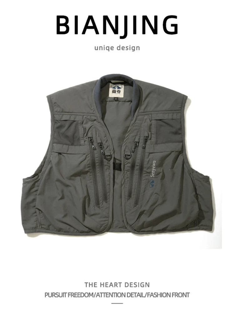 Trendy Outdoor Breathable Stream Fishing Vest Pocket Vest Casual Photography Hiking Handsome Fly Fishing Roadside Outdoor Fishin view 4