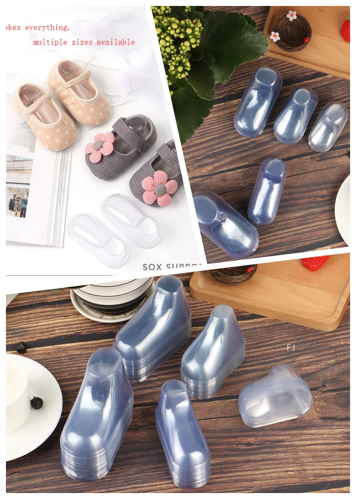 

20Pcs Transparent plastic shoe tree PVC baby shoes socks shaping shoe mold baby toddler shoes hand-woven wool shoe foot mold