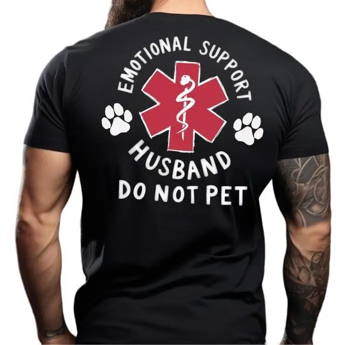 

Emotional Support Husband Shirt, Funny Do Not Pet Medical Symbol T Shirt For Spouses, Gift For Husband Boyfriend Him, Short Slee