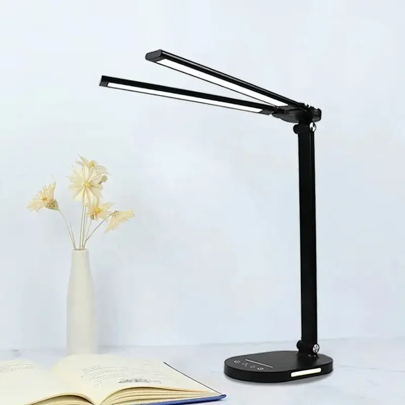 Black Desk Lamp Double Table Lamps Writing Reading Light Touch Switch  Aluminum  Home Appliance Foldable Lantern Eye Heathly