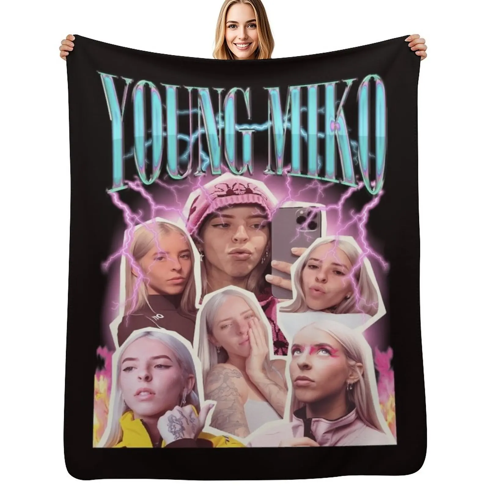 

148 Young Miko Vintage Retro Design Throw Blanket Plush Sofas Summer Shaggy Blankets