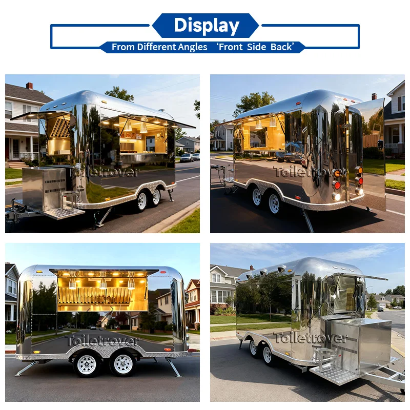 Outdoor Street Food Trailer Ice Cream Mobile Commercial Food Trailer Cart Crepe Dessert Trailer Donut Buy a Food Truck for Sale