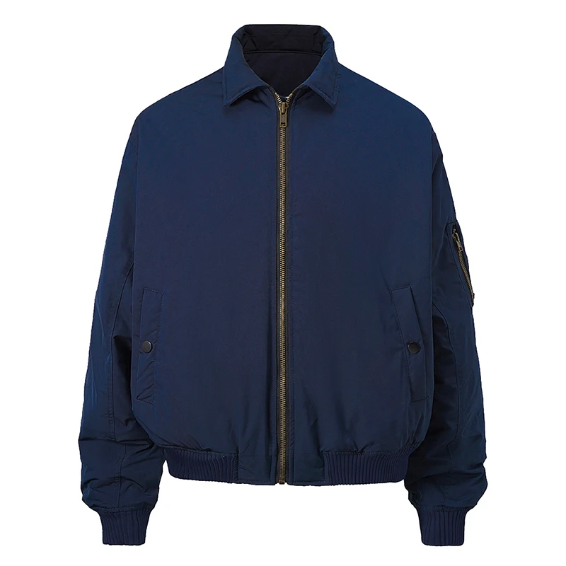 سترة منفوخة للرجال سترة واقية غير رسمية معطف بسحاب مع جيوب ملابس الشارع الشهير سترة الطيران الطيار ملابس خارجية 2025 ربيع الخريف #3