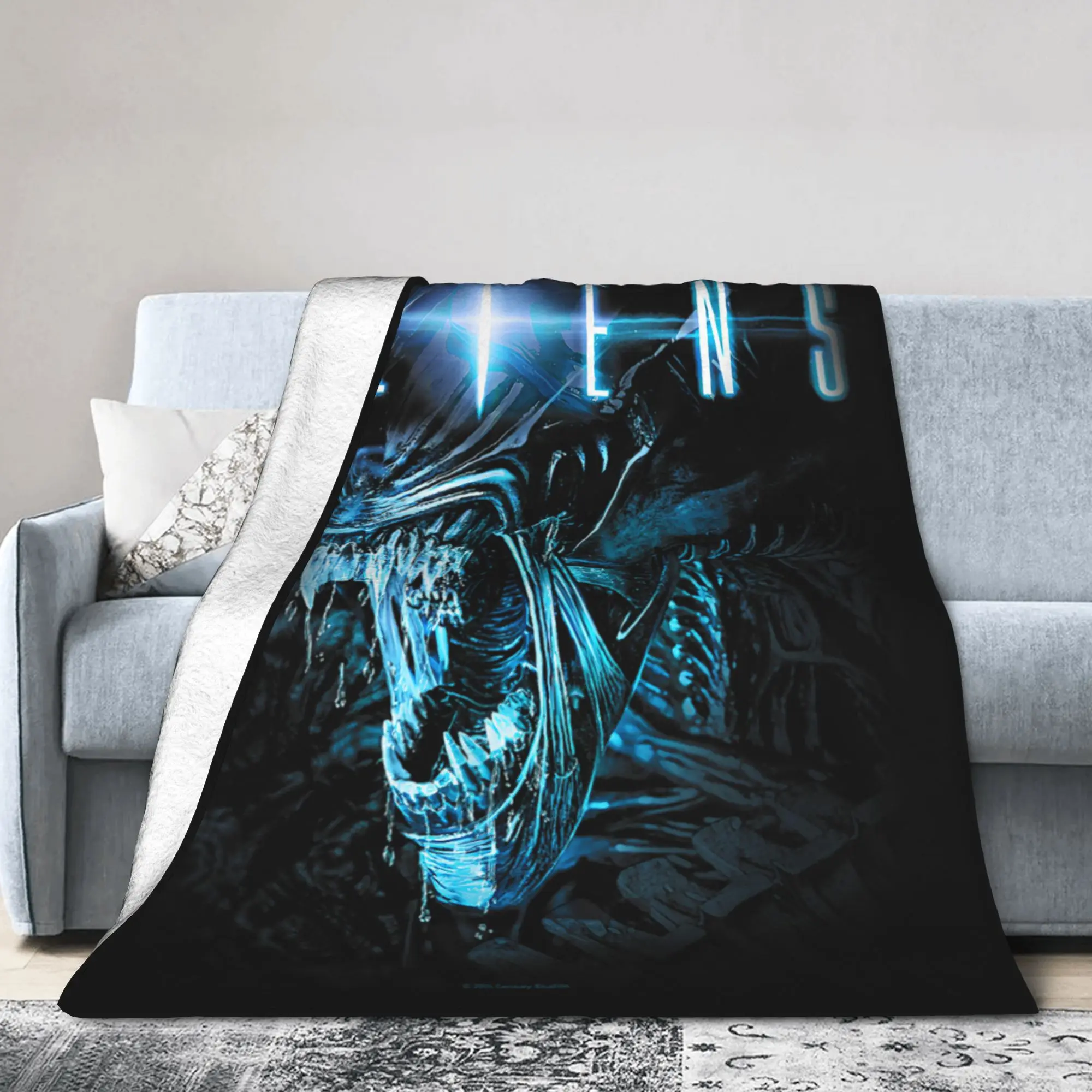 

Одеяла с изображением инопланетянина, фланелевое одеяло из фильма ужасов 80-х годов, украшение для домашнего дивана, мягкое теплое покрывало,