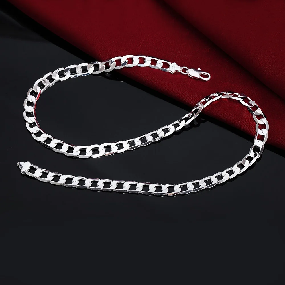 Hot sale 925 Sterling Silver 6MM Necklace Cuban link chain Jewelry classic 40-60cm For women men fashion Christmas gift