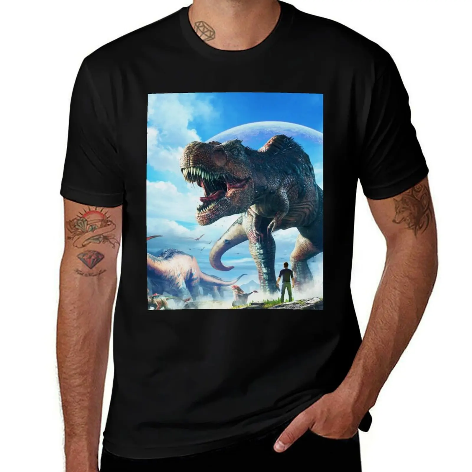 ARK: SURVIVAL EVOLVED T-REX SKY T-Shirt T-shirt basique à manches courtes en mélange de coton