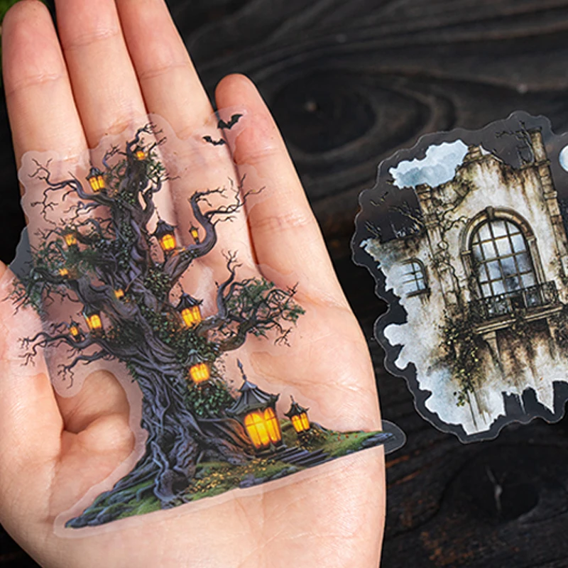 10 Blatt/Beutel Gothic Abandoned City Scenery Aufkleber für Scrapbooking Planer Notebook DIY Handyhülle Dekoration Büro Geschenk – Detail 10