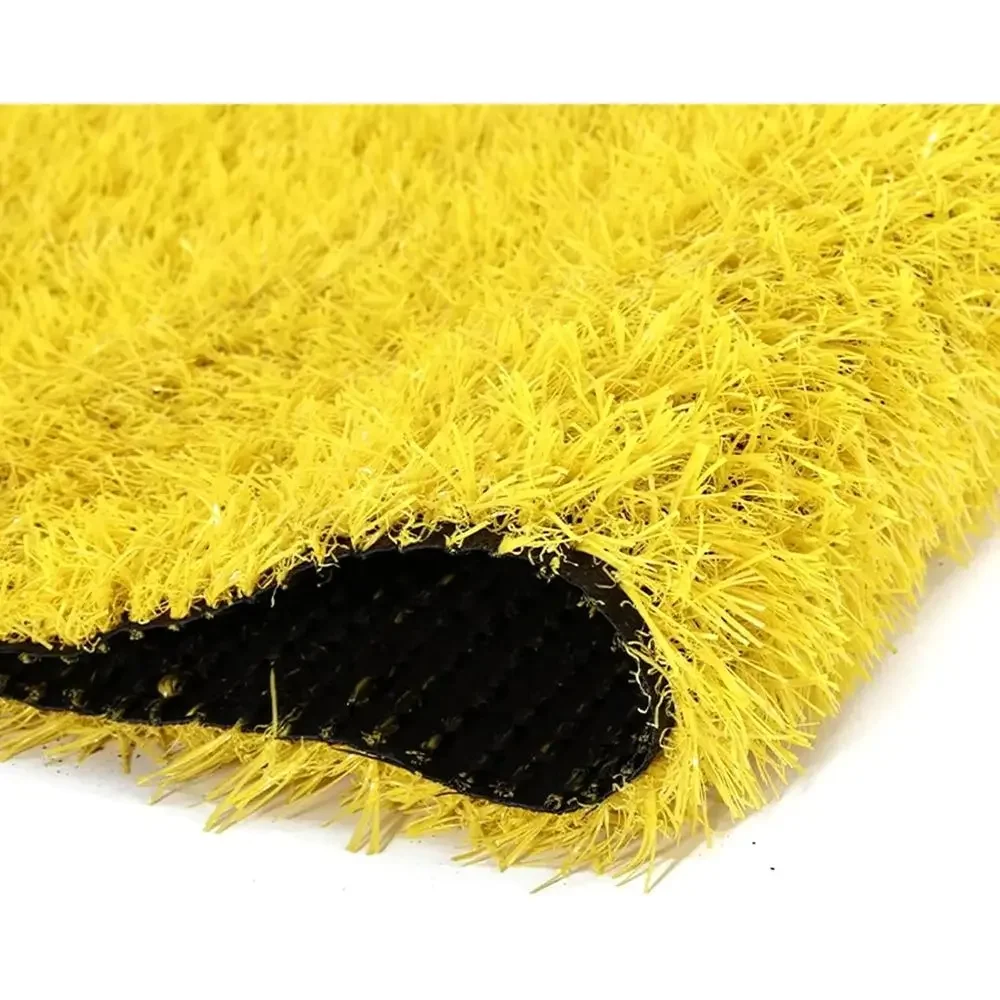 Outdoor Artificial Grass with Drainage Holes for Garden Landscaping - Yellow, 2m x 6.56ft