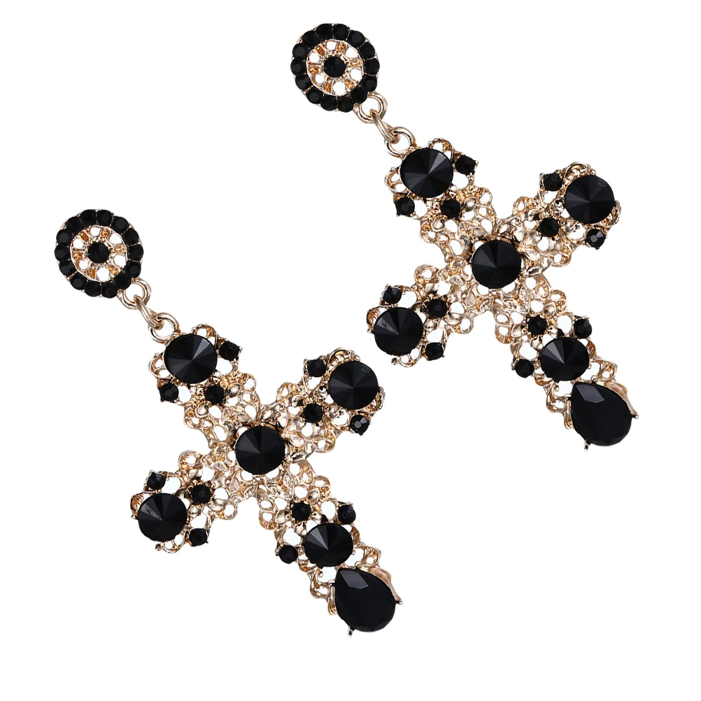 

Luxurious Earrings Cross Drop for Women European and Baroque Style