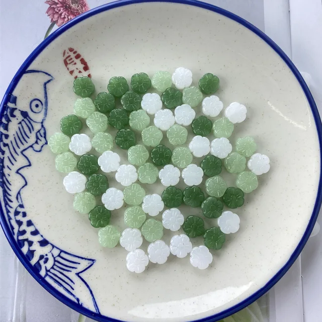 10 sztuk DIY naturalny jadeit agat kwiatowe koraliki akcesoria moda prawdziwa biżuteria kamień szlachetny Amulet luksusowe najlepiej sprzedające się prezenty