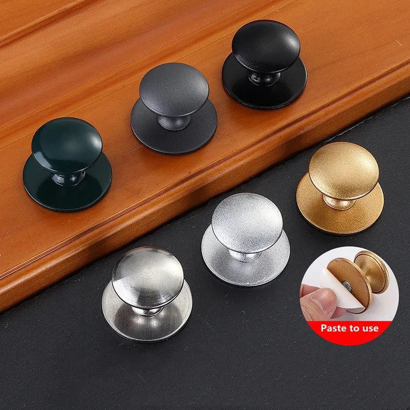 

KK&FING 1PC Stainless Steel Single Hole Handles European Drawer Knobs Glass Door Pulls Wardrobe Handles With Adhesive Wall Hooks