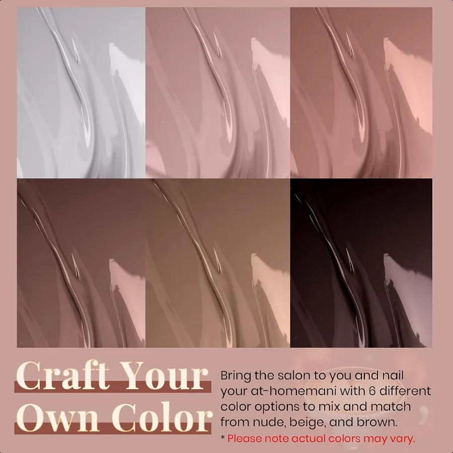 Beetles Fall-Juego de esmalte de uñas en Gel, marrón, Beige, malva, rosa, desnudo, blanco, neutro, 6 colores, Kit de esmalte de Gel para decoración de uñas, manicura, remojo O