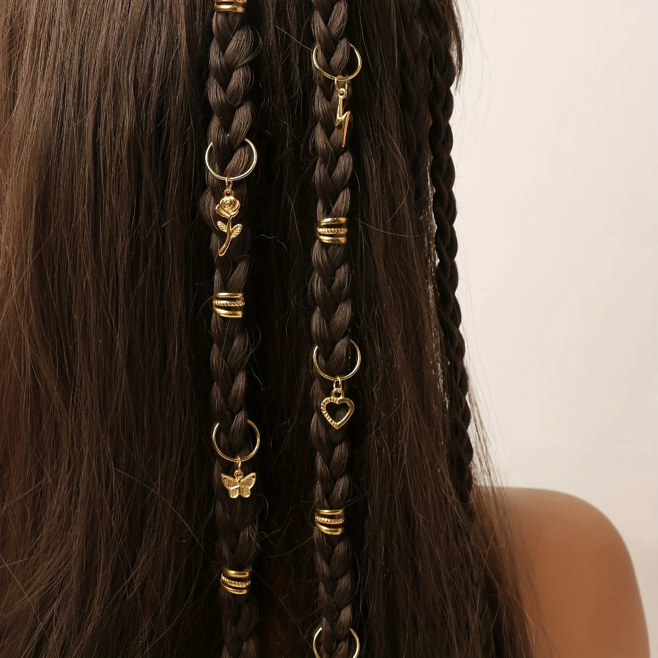 

26 Pcs Bohemian Style Vintage Leaf Pendant Hair Ring Fashion Personality Open Braid Hair Clasp