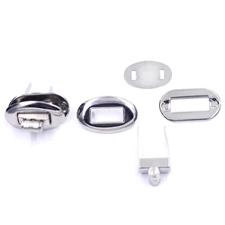 Silver Tone Oval Turn Locks Twist Switch Clasps Buckles Closure Metal Handbag Hardware 32x32x20mm