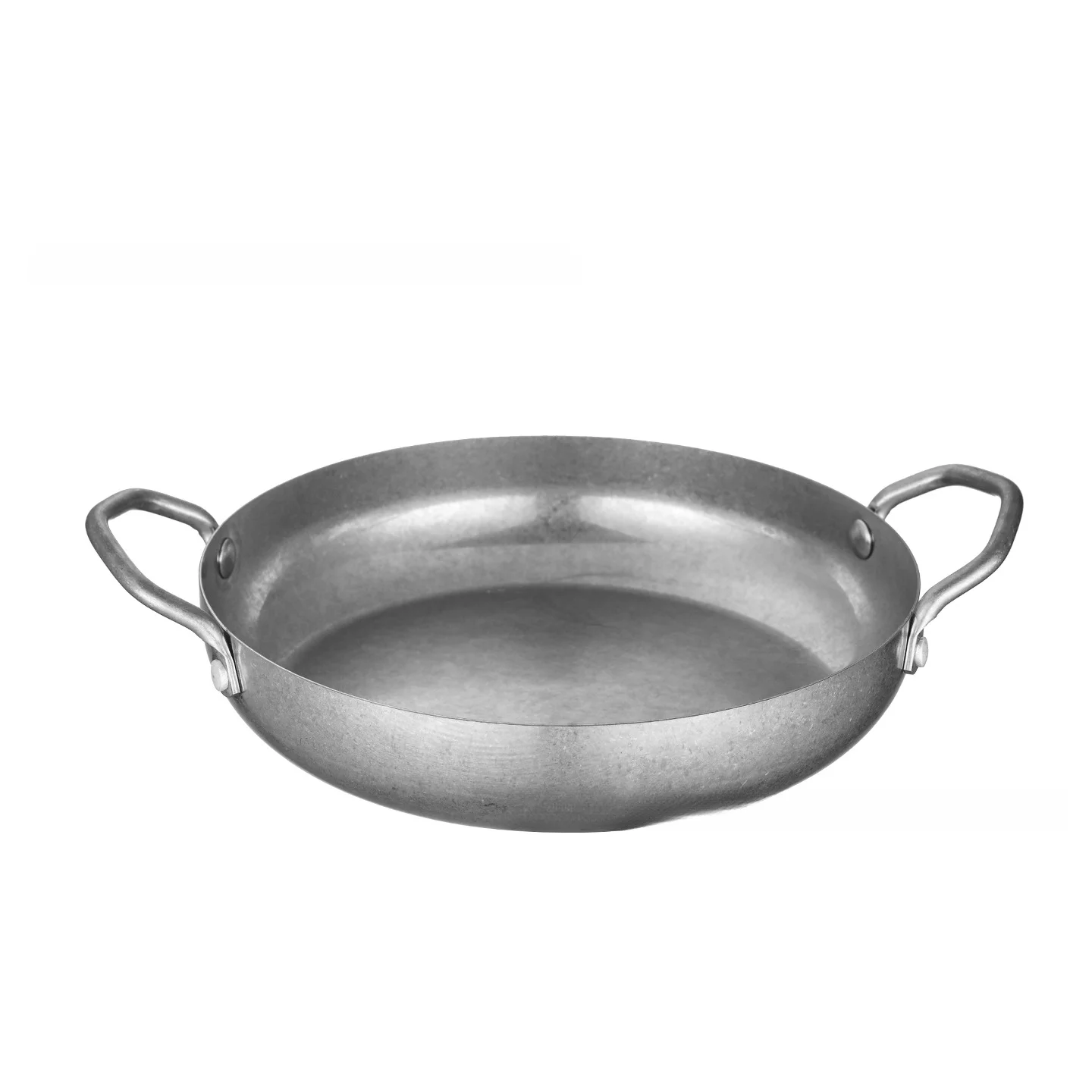 Stainless Steel Double Handle Round Frying Pan for Seafood Rice Preparation 20 22 24 cm Even Heat Distribution Design