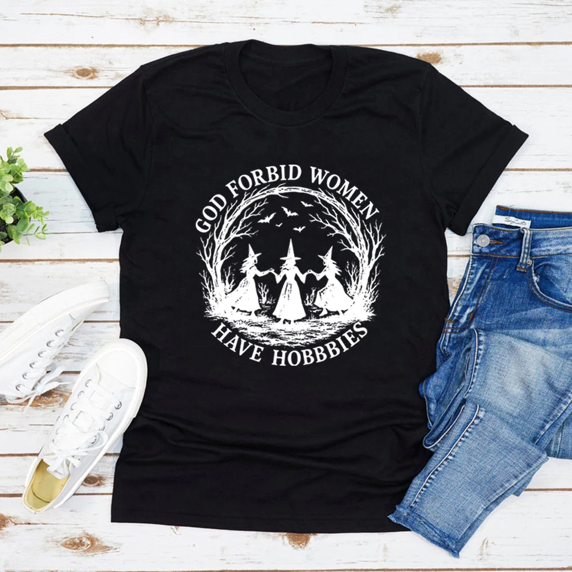God Forbid Vrouwen Hebben Hobby T-shirt Grappige Witchy Feministische Tee Korte Mouw Vrouwen T-shirts Heks Halloween Gift Vrouwen Kleding