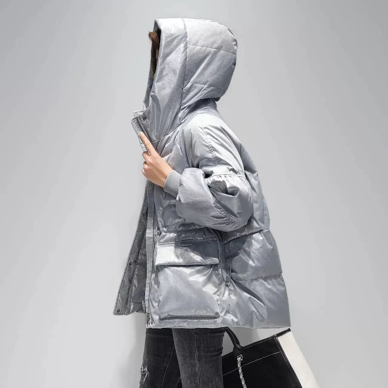 

Premium Winter Coat for Women 2025 Glossy Quilted Down Jacket Short Loose Korean Style Warmth Fashionable Cotton Padded
