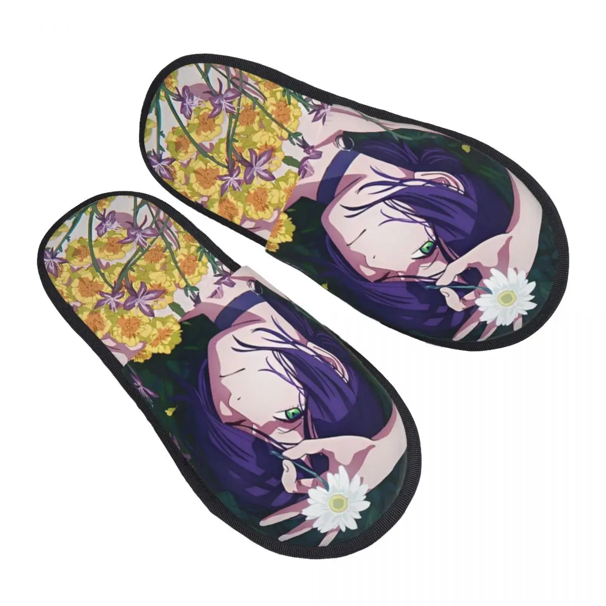 Winter House Slippers Chainsaw Man Reze Accessories Household Fur Slippers Slides Indoor Anime Soft Anti-skid Slides