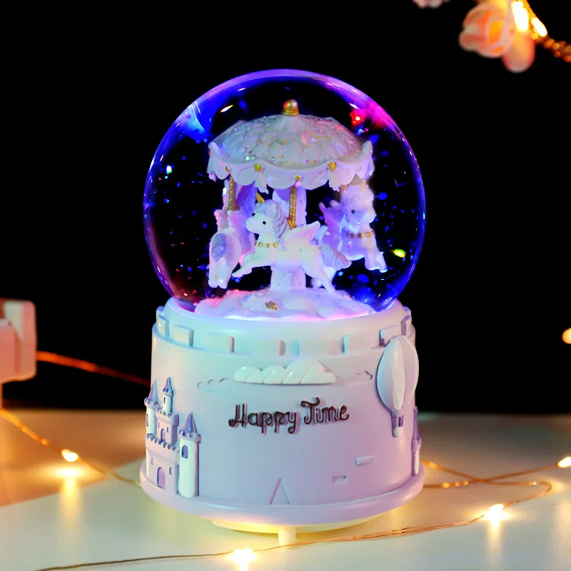 Creative Gifts, Carousel,  Ball, Birthday Gifts for Classmates, Ornaments, Unicorn Music Box Gifts