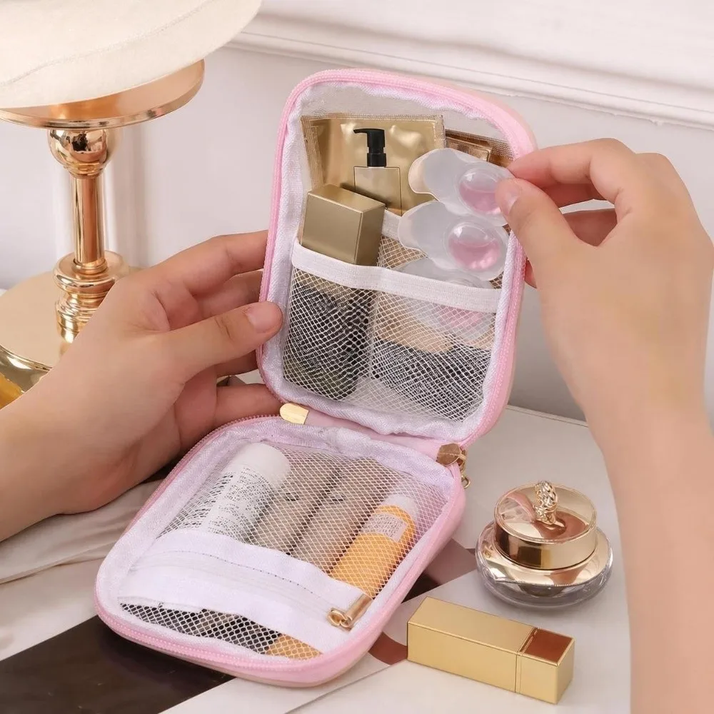 Transparent Cosmetic Organizer Pouch Multi-Compartment Portable Cosmetic Storage Bag Travel Touch-Up Travel Cable Pouch