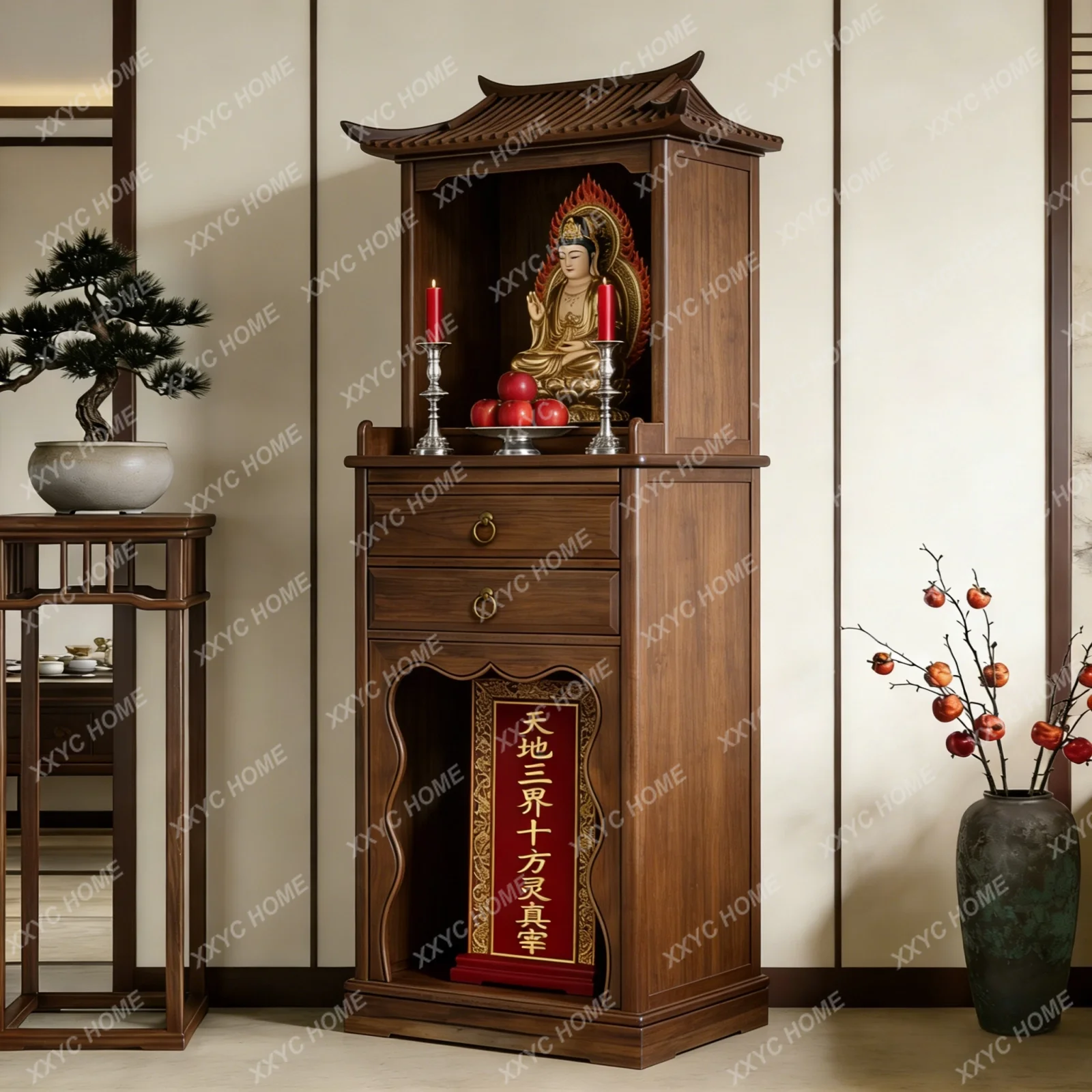 XXNew Chinese-style Zen solid wood Buddhist cabinet offering table for household simple light luxury Buddhist platform storage
