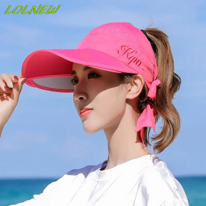 Women Summer Sun Hat Retractable Visor Caps Female Scalable Brim Empty Top Baseball Cap UV Protection Outdoor Beach Sun Hats