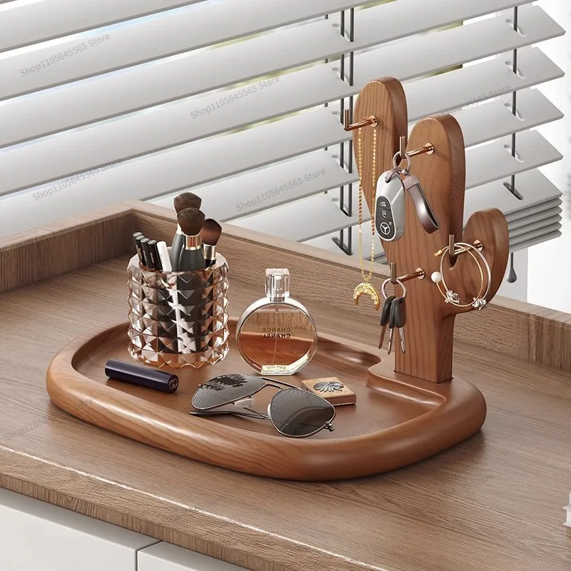 For home key storage rack Solid wood rack Retro style table ornament decoration