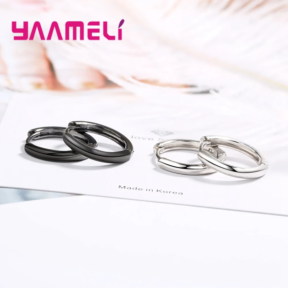 925 Sterling Silver Shiny Simple Round Circles Hoop Earrings Hook Stylish Jewelry for Women Girls Anniversary Birthday Gifts