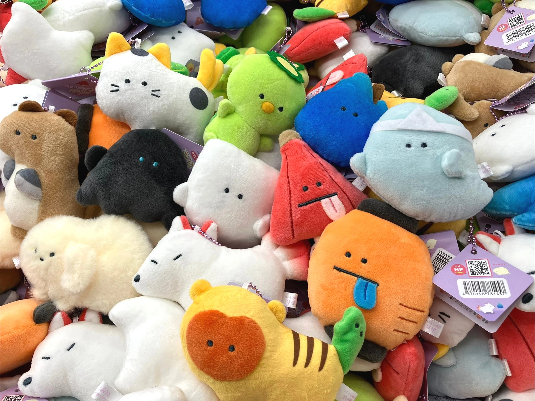 11.5cm Yell cute kawaii Plushie Round-eyed Yokai Petit Mascot cat Umbrella Lantern Ghost Fox spirit fairy monster BC pendant