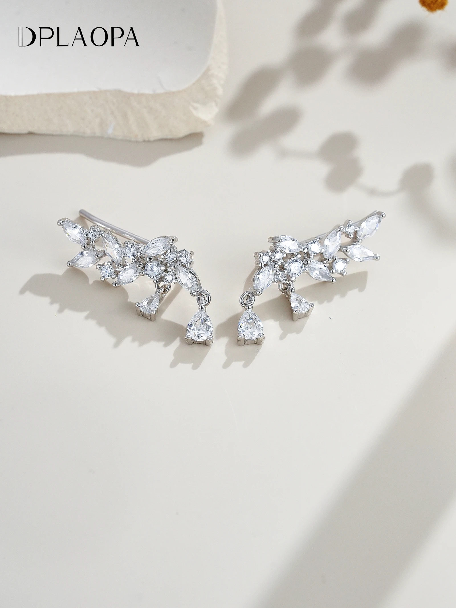 

Серьги-гвоздики DPLAOPA из стерлингового серебра 925 пробы с листьями и цирконами в форме груши, роскошные винтажные украшения для свадьбы и вечеринок, подарок