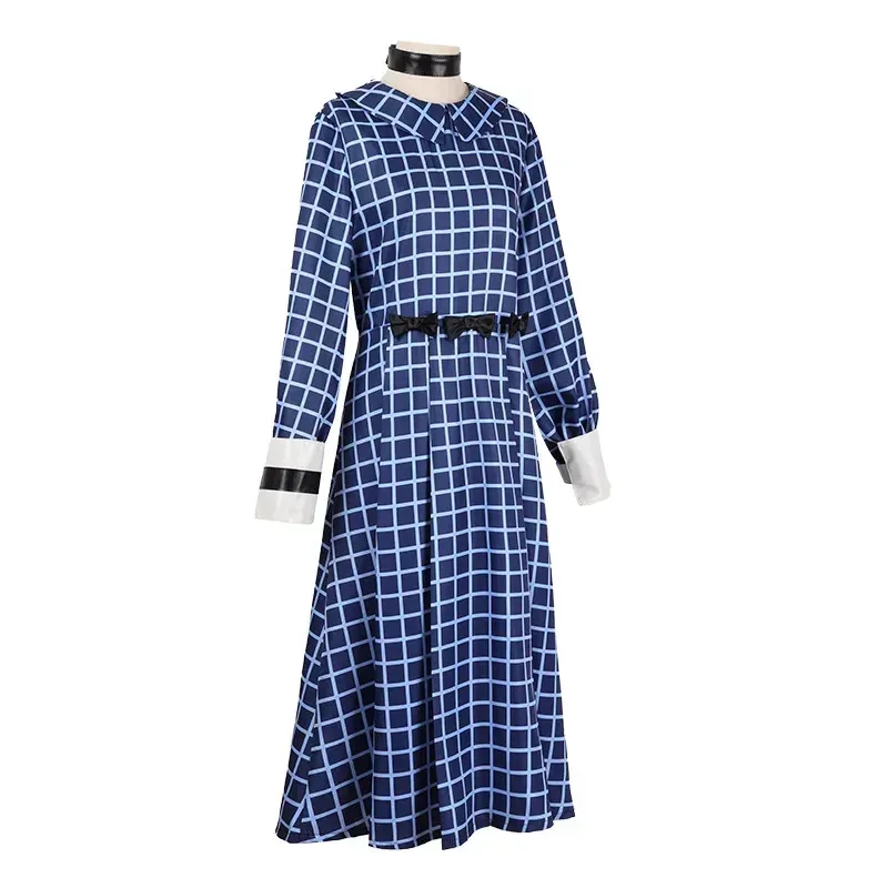 CyHorror Movie Orphan Esther Costume Cosplay Manica lunga Girocollo Abito scozzese con colletto Abiti da festa di Halloween per adulti