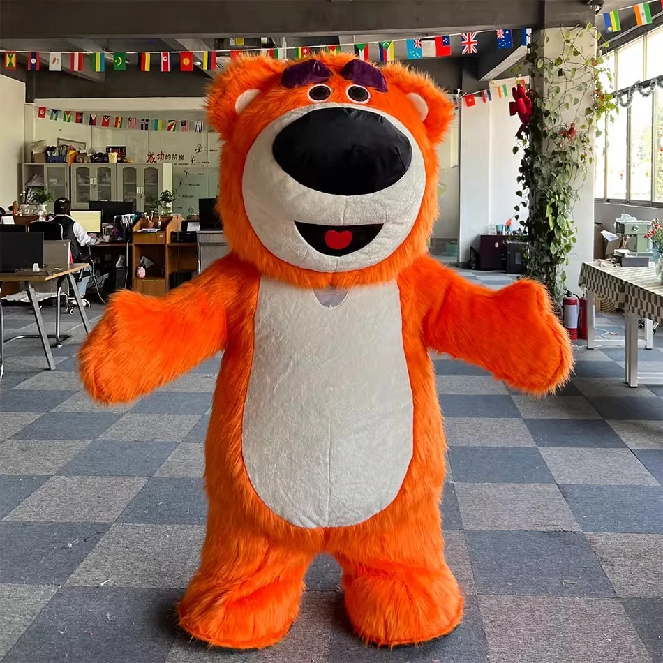 MINISO名創優品巨大な膨脹式ストロベリーロッツォベアマスコットコスチュームトイストーリー大人用ウォーキングドール服広告パレード衣装