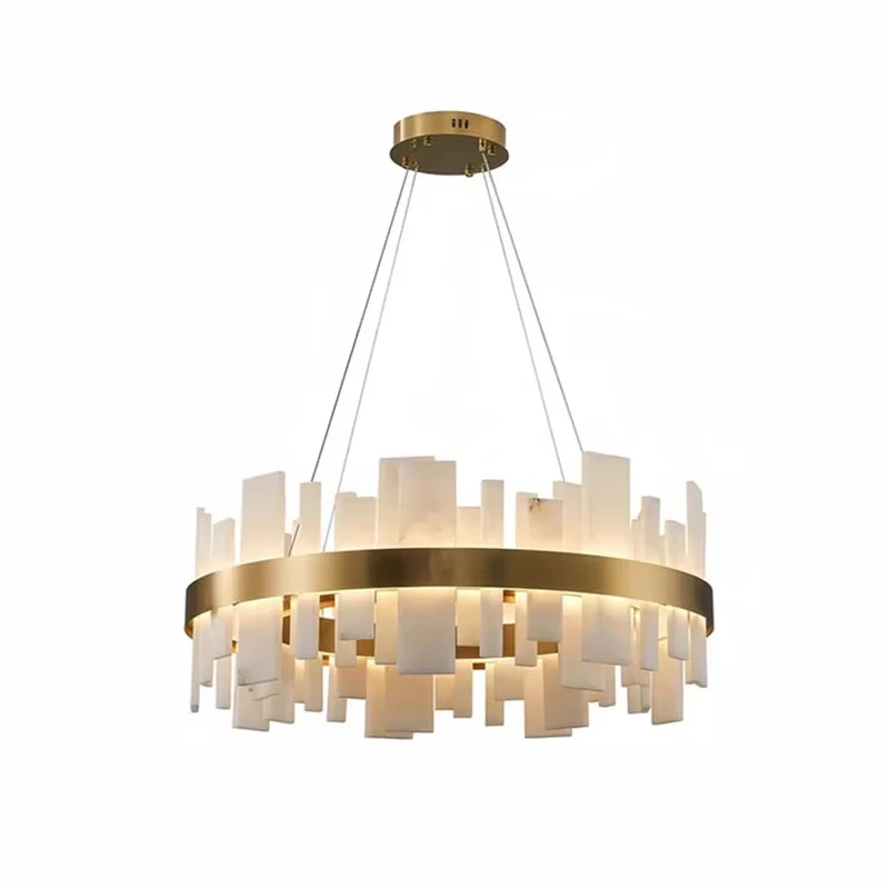 Marble Collection Black Gold 2026 Chandelier Alabaster Suspension Lamp Lustre Luminaire Lampen For Living Room Hanging Light