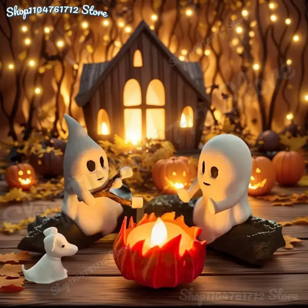 

Ghost Campfire Gathering Night Light, 2025 New Ghost Campfire Flickering Nightlight, 3D Spooky Fire Night Lights Halloween Decor