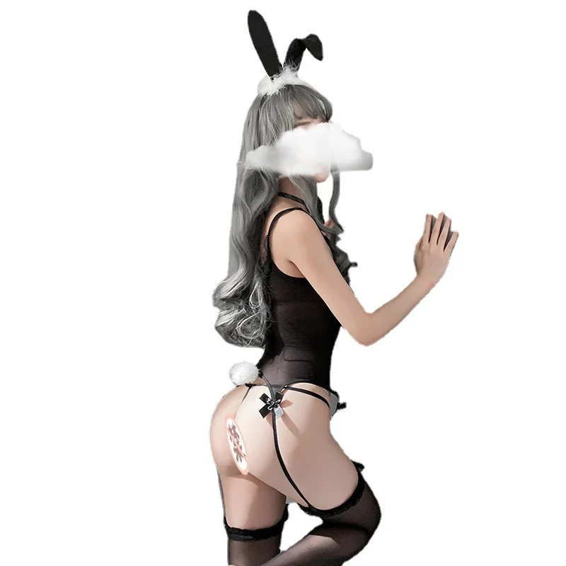 Fun Lingerie Kawaii Bunny Girl Uniform Allure Cosplay Costumes Porn Transparent Stockings Set  Adult Sex Costume for Role Play