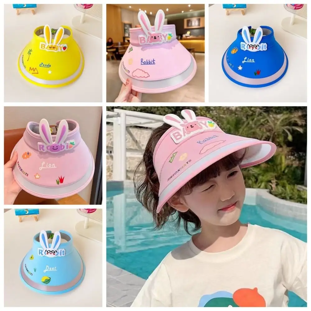 Shading Hat Rabbit Empty Top Hat Anti-UV Sun Hat No Top Beach Hat Cartoon Sunshade Hat Korean Style Children's Visor Hat Boy