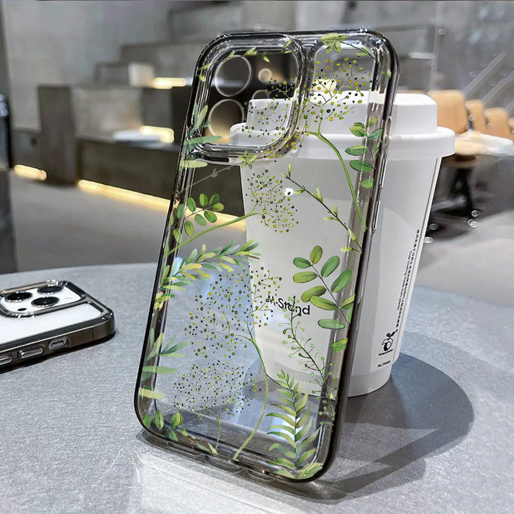 

Abstract Plants Flower Phone Case For iPhone 16 Pro Case iPhone 13 15 14 11 12 17 Pro Max 7 8 Plus XR 16e XS SE Clear Soft Cover