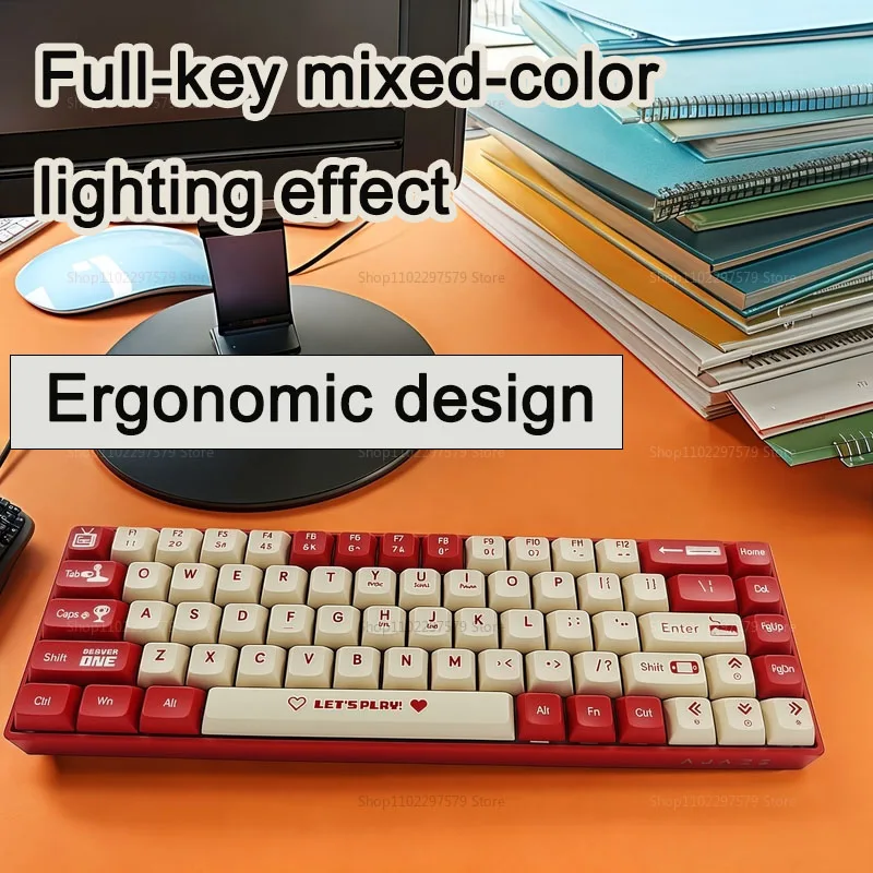 

AK680 Проводная игровая механическая клавиатура 68, клавиши с возможностью горячей замены, эргономичная офисная клавиатура для киберспорта для ПК, ноутбука, USB-игры Type-C