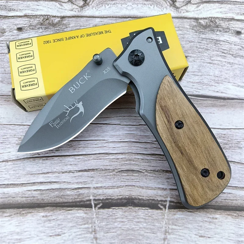 BK X35 Folding Knife - 3Cr13Mov Steel Compact EDC Pocket Knife Multi-Purpose Fruit Knives Outdoor Tactical Cutter Tool Men Gift