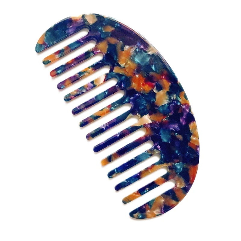 French Wide Tooth Pocket Hair Comb Marble Leopard Pattern Acetate Anti-Static Detangling Hairbrush Hairdressing Tool