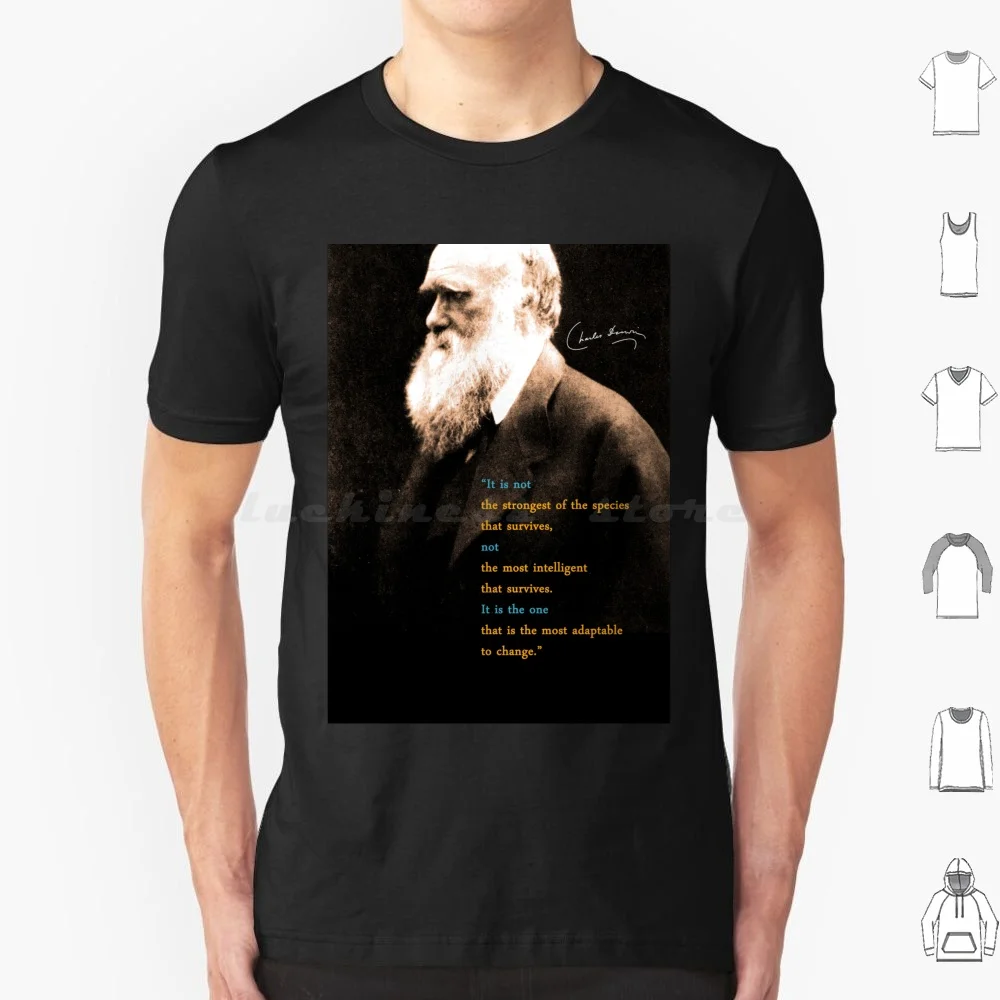 Darwin Quote 3 T-shirt grande taille 100% coton Darwin Geek Evolution Biologie Science pour enseignant noir Art de la salle de classe Nerdy Geeky