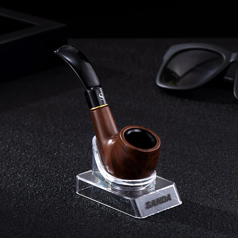 

Resin Ebony Wood Tobacco Pipe Retro Bakelite Bending Filter Pipe Potable Handheld Smoking Pipe Cigarette Accessories Men's Gifts