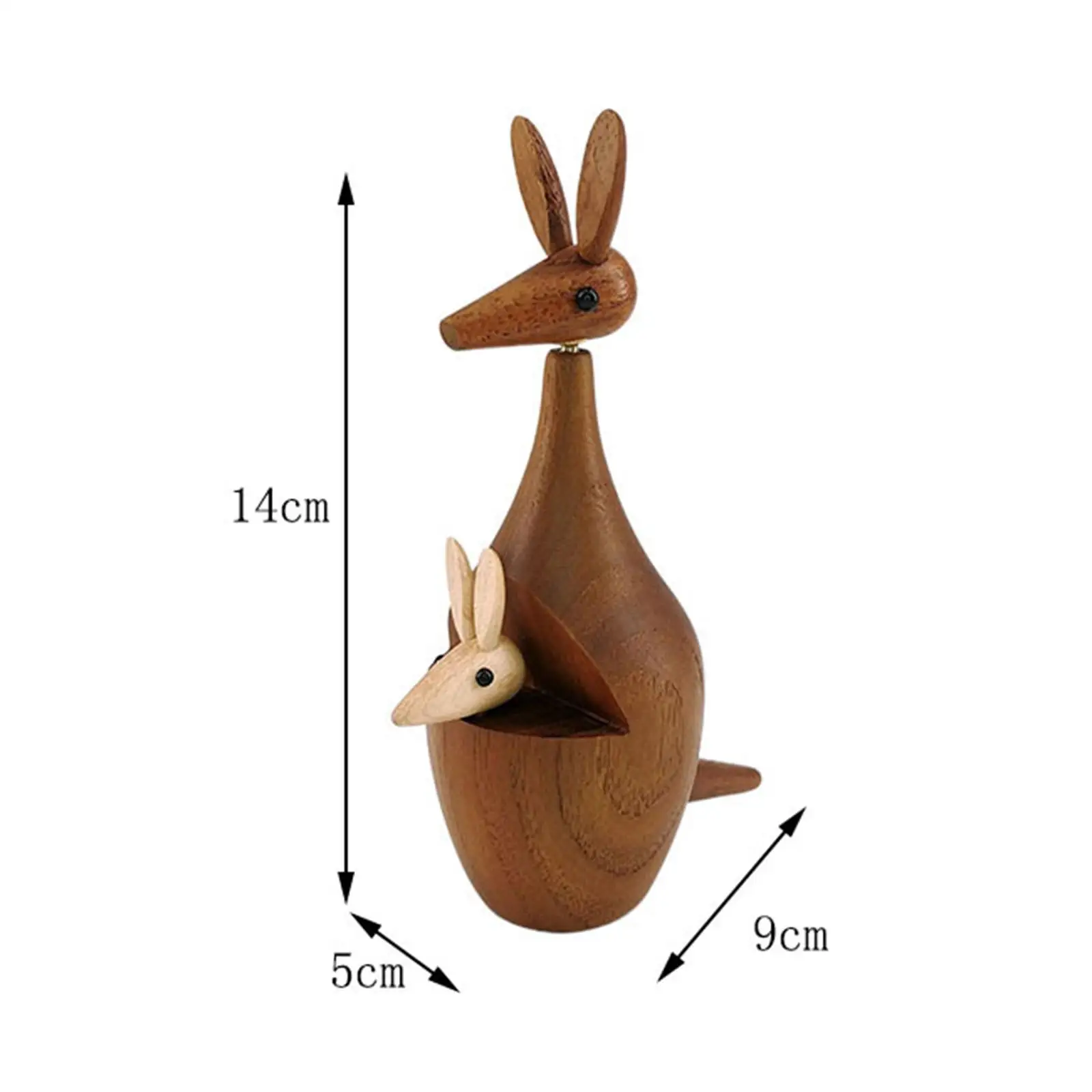 Animal Figurine Kangaroo Statue, Funny Home Decor ,Ornament Zoo Wood Sculpture Tabletop Decoration for Bookshelf Bedroom