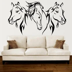 3Pcs Horse Head Wall Decals Living Room Art Decor Abstract Vinyl Removable Wall Stickers School Classroom Office Decoration Z092