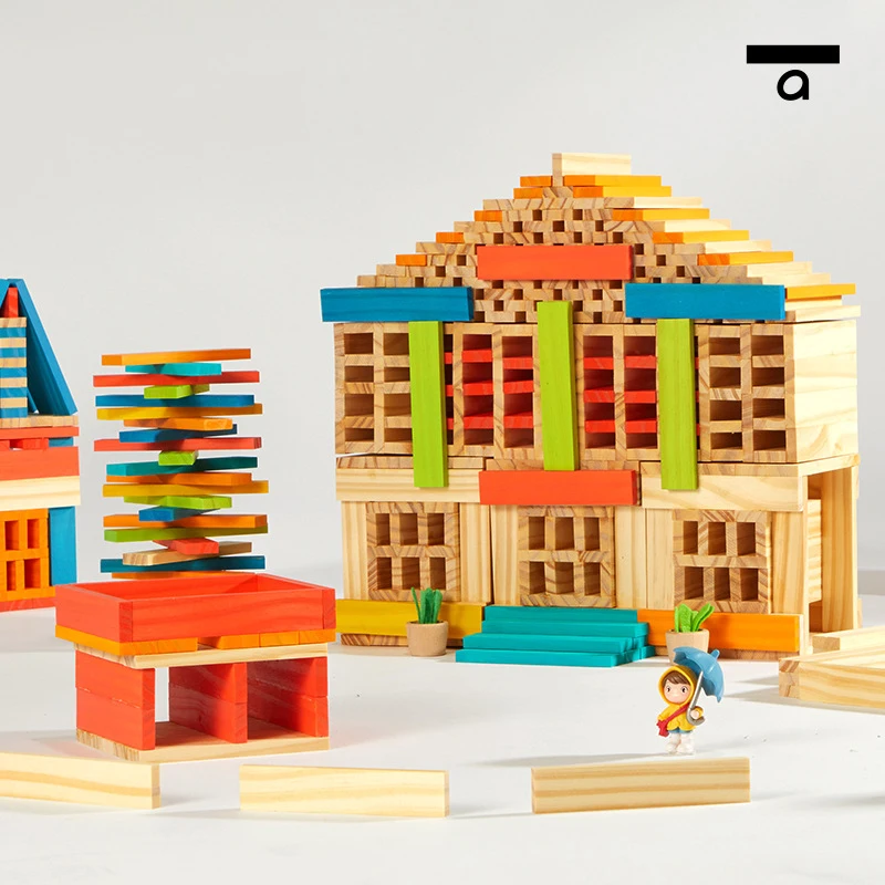 Mideer 50pcs blocs de Construction d'archimède ensemble jouet éducatif classique pour enfants blocs de Construction multicolores en bois massif de pin