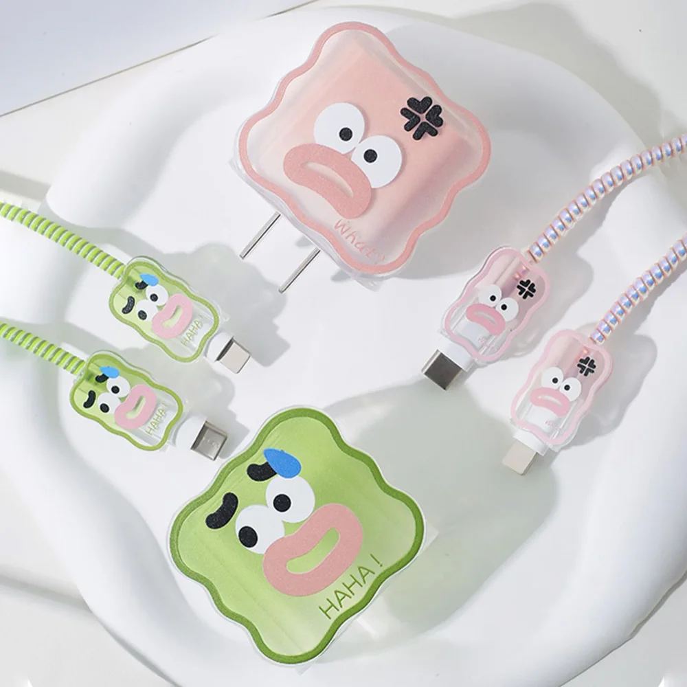 4Pcs/Set Cute Cartoon Cable Protector For Apple iPhone iPad 18W/20W Charger Case Phone Wire Cord Organizers For iPhone 16 Pro 15