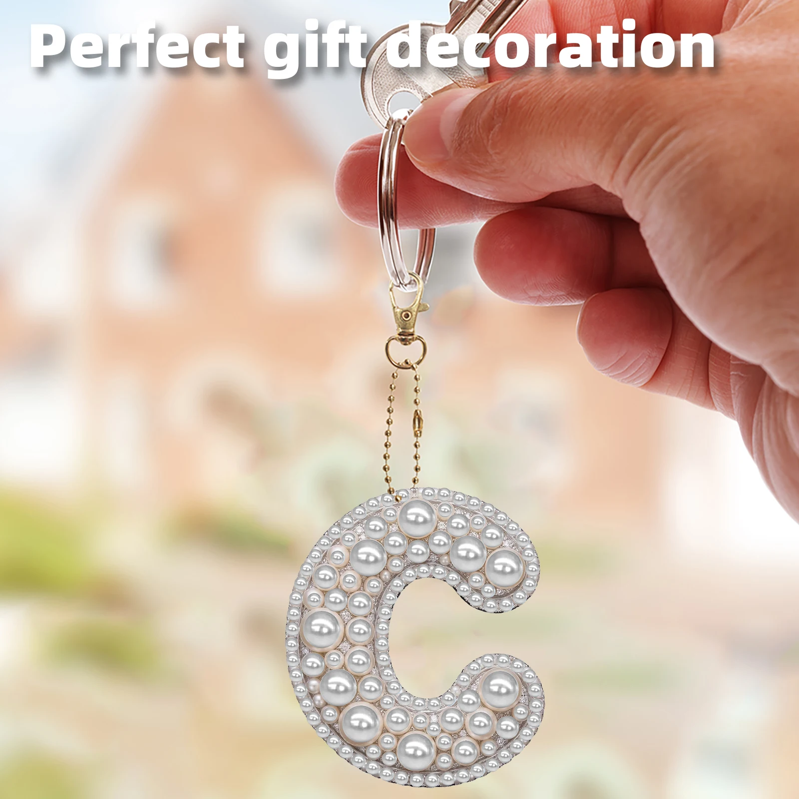 Resin Art Letter Keychain - 1 шт. Брелок-украшение с жемчужной росписью
