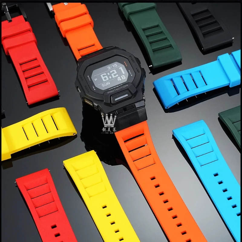 For Casio g-shock 3506 Gbd-200 Quick Fluororubber watch strap Gbd 200 rubber watchband Men Yellow green red grey soft bracelet