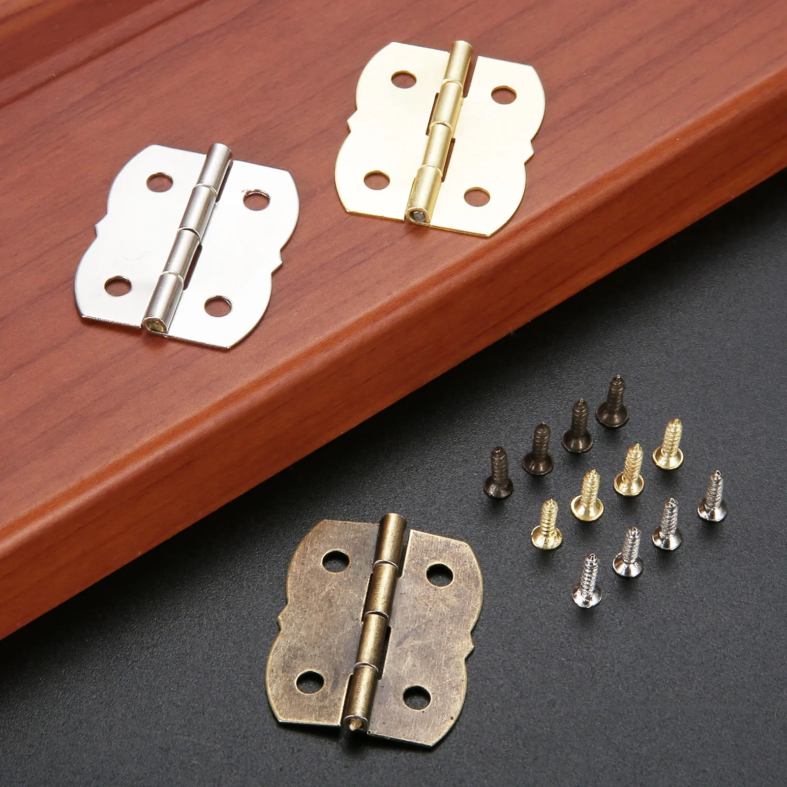 10PCS Zinc Alloy Antique Bronze Decorative Hinges With Screw Perfect For Cabinet Wardrobe Vintage Jewelry Chest Suitcase 30*25mm