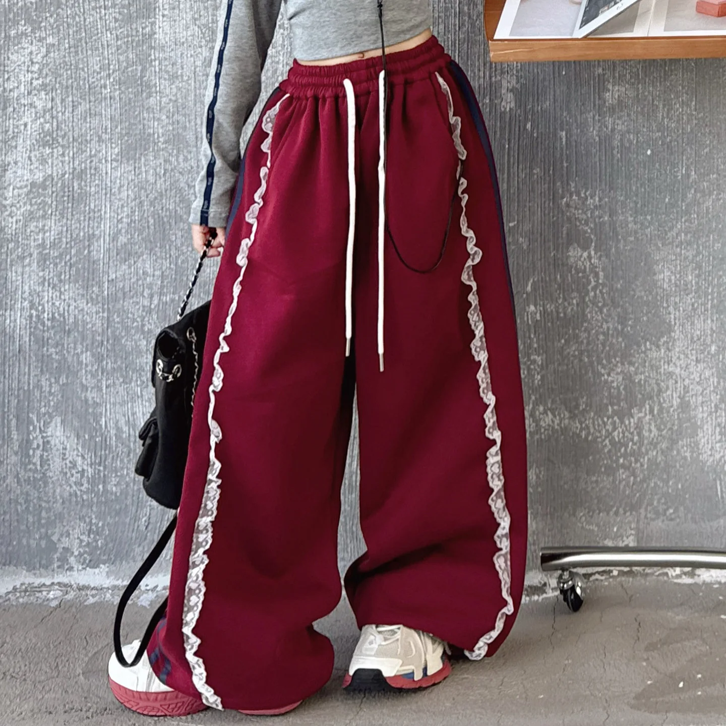 Spring And Autumn New Girl\'s Retro Army Green Cargo Pants High Waist Showing Thin Loose Sports Casual Wide Leg Trousers 6-14 Y